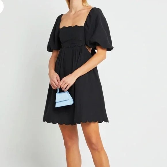 O.P.T. Black April Dress Scalloped Open Back Mini Dress L - Picture 1 of 16